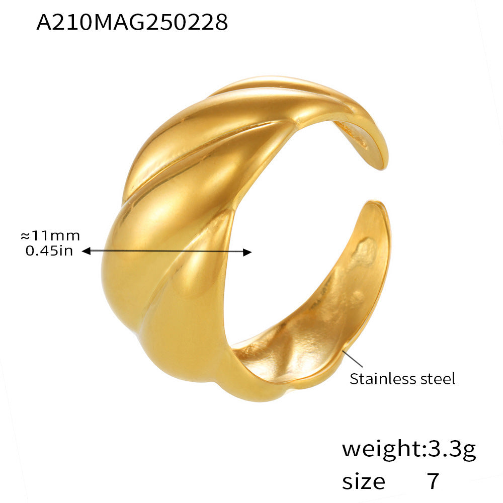 Cold wind ring, personalized design sense, stainless steel PVD electroplated 18K real gold fashion trend ring