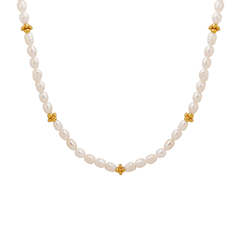 Simple and non-fading fashionable fashionable personalized freshwater pearl gold accessories necklace French trend jewelry