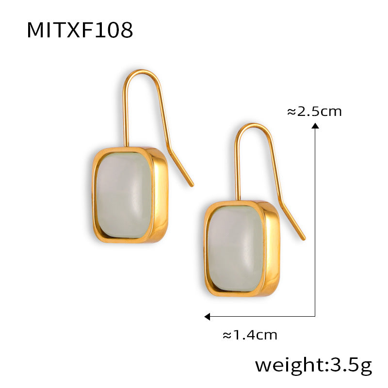 Cold wind temperament elegant jewelry geometric square brand resin design pendant titanium steel jewelry set