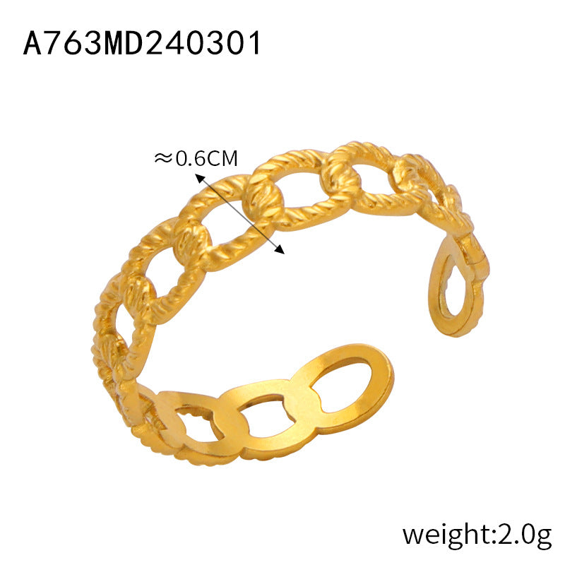 New fashion personalized design niche open ring titanium steel gold-plated geometric versatile jewelry simple jewelry wholesale