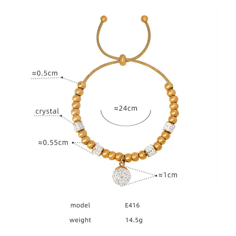 Premium sense light luxury personalized diamond-encrusted bracelet titanium steel plated 18K gold versatile simple and non-fading women's jewelry 99