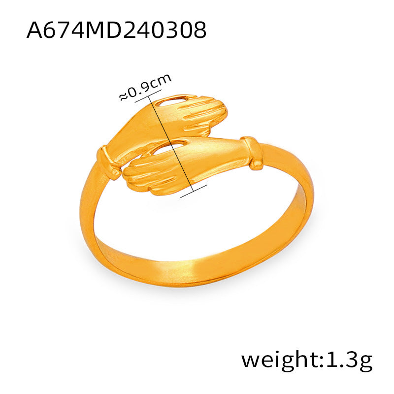New exaggerated niche design personalized simple titanium steel gold-plated open ring jewelry wholesale female pp