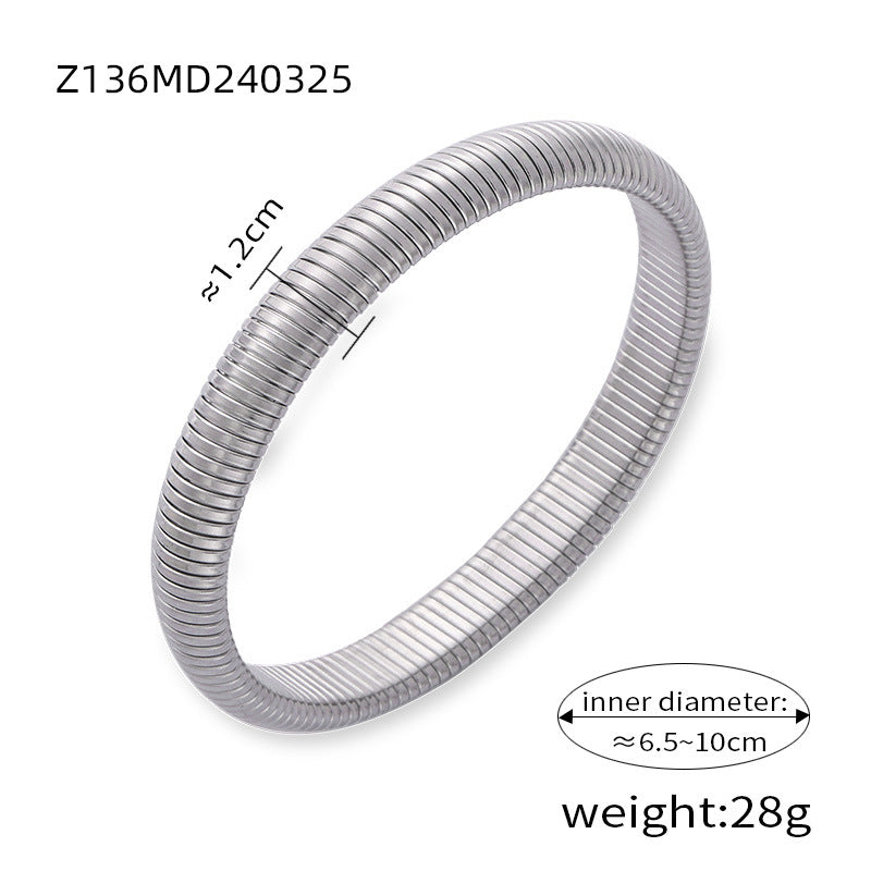 Goose throat bracelet European and American style fashion personalized design titanium steel gold-plated elastic striped bracelet women's jewelry wholesale