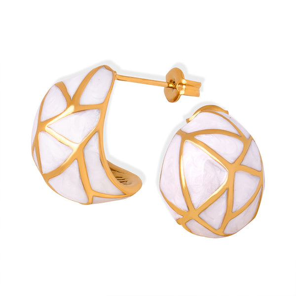 New high-end niche design geometric color glaze dripping oil titanium steel non-fading earrings jewelry women