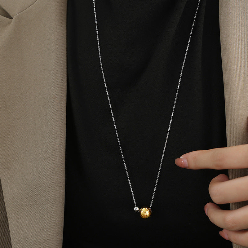 Unique personality, niche elegance, fashion, geometric beaded design chain, simple and versatile titanium steel gold-plated sweater chain