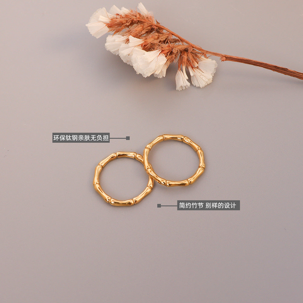 Simple Versatile Bamboo Ring Women's Ring Gaosheng Jewelry Titanium Steel Plated 18k Gold A08499