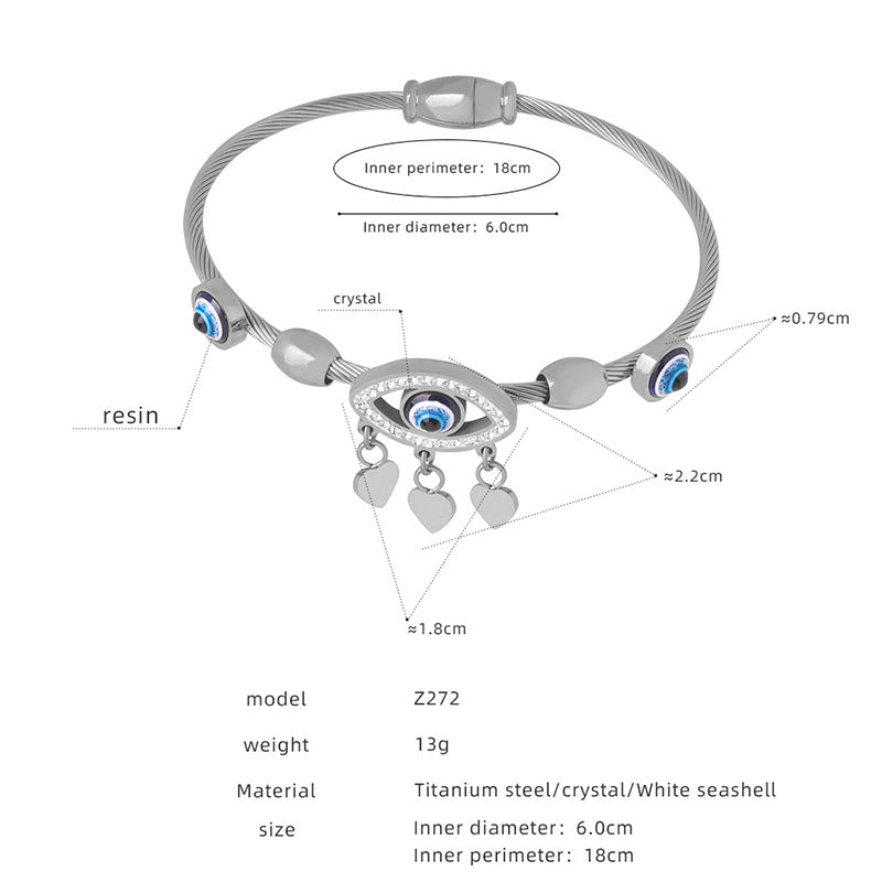 Titanium steel electroplated 18k gold non-fading pendant bracelet female, new retro heart-shaped pendant bracelet wholesale pp