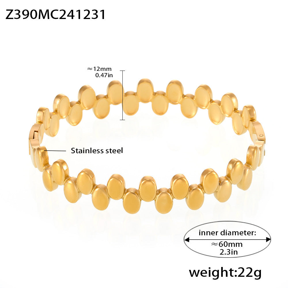 Light Luxury Minimalist Ring Diamond Zircon Bracelet Combination Titanium Steel Plated 18K Real Gold Bracelet