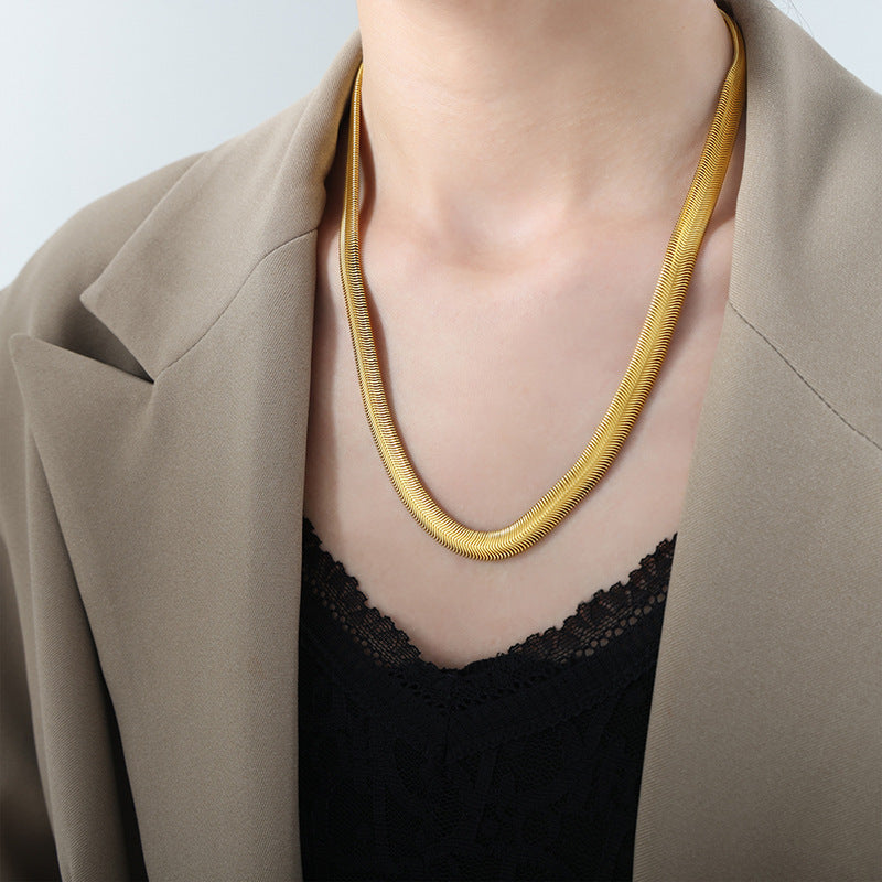 New fashion high sense light luxury cold wind titanium steel snake bone chain women's necklace simple niche jewelry pp