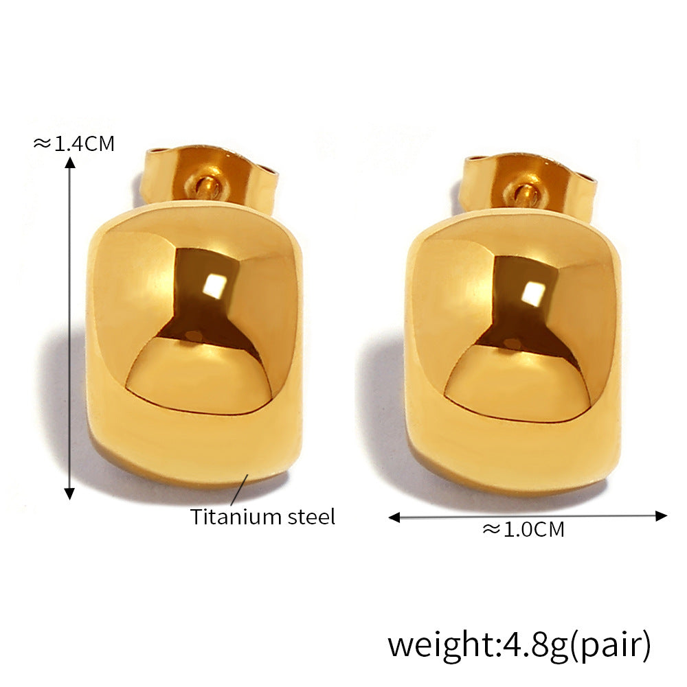 Simple retro style fashionable temperament C-shaped titanium steel plated 18K gold women's earrings stud earrings jewelry