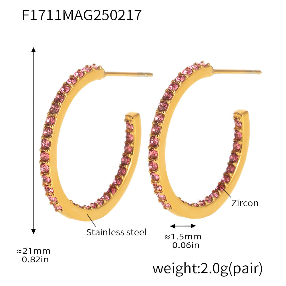 Fine titanium steel inlaid zircon earrings fashion light luxury personalized temperament earrings spot wholesale