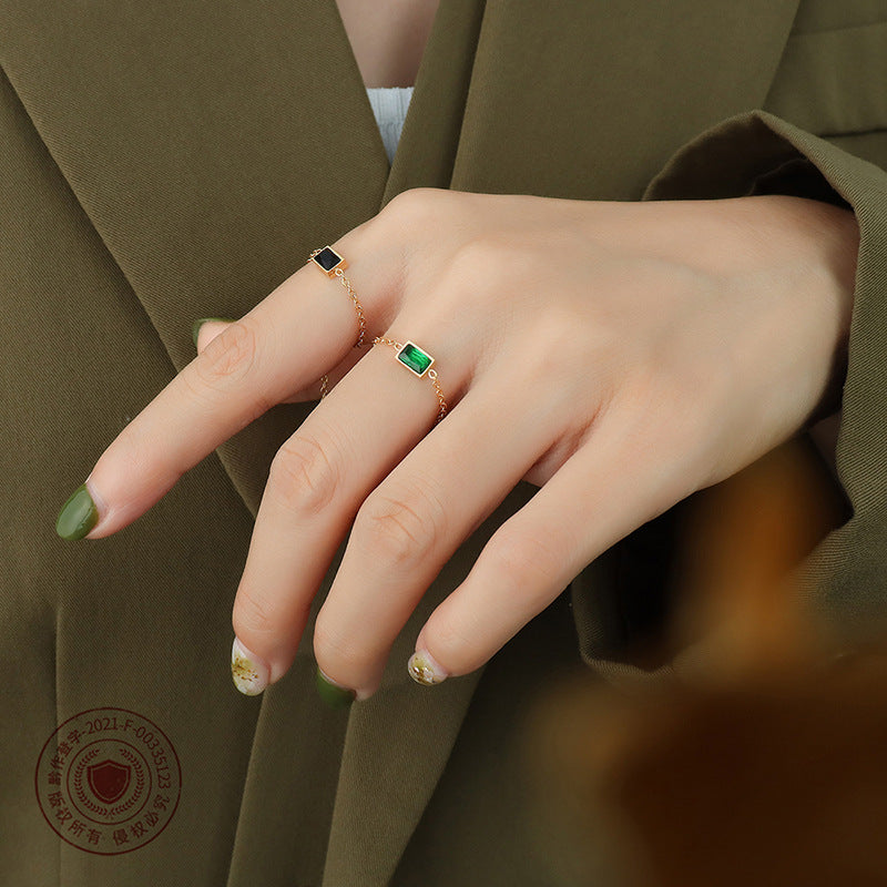 Fashion finger chain, zircon inlaid pull-out ring creative trend metal hand jewelry A276pp