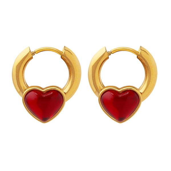 Accessories Personality Fresh and Versatile Love Earrings Titanium Steel Plated 18K Gold Round Ring Stud Earrings Accessories