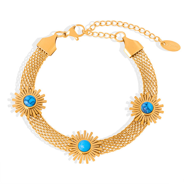Retro light luxury high-end niche design titanium steel gold-plated flower bracelet fashion personalized jewelry female pp