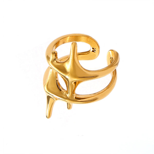 Cross mango ring, cold wind titanium steel plated with 18k real gold, trendy men's and women's index finger ring 99.