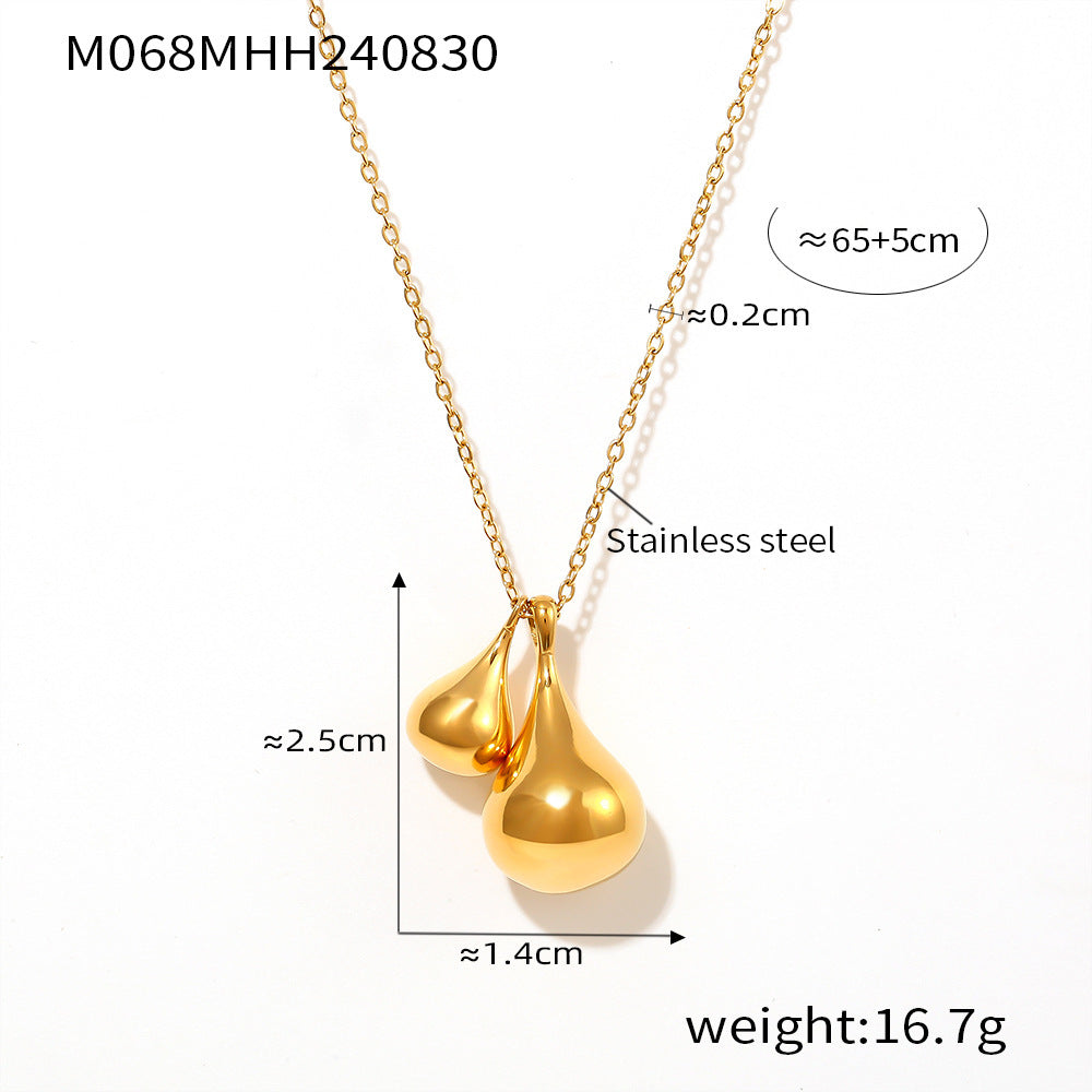 Water drop pendant necklace women's new simple and versatile stainless steel gold-plated sweater chain jewelry wholesale