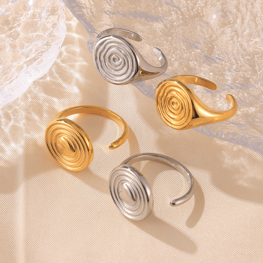 Chic style love hammer ring stainless steel plated 18k gold opening retro design niche temperament jewelry