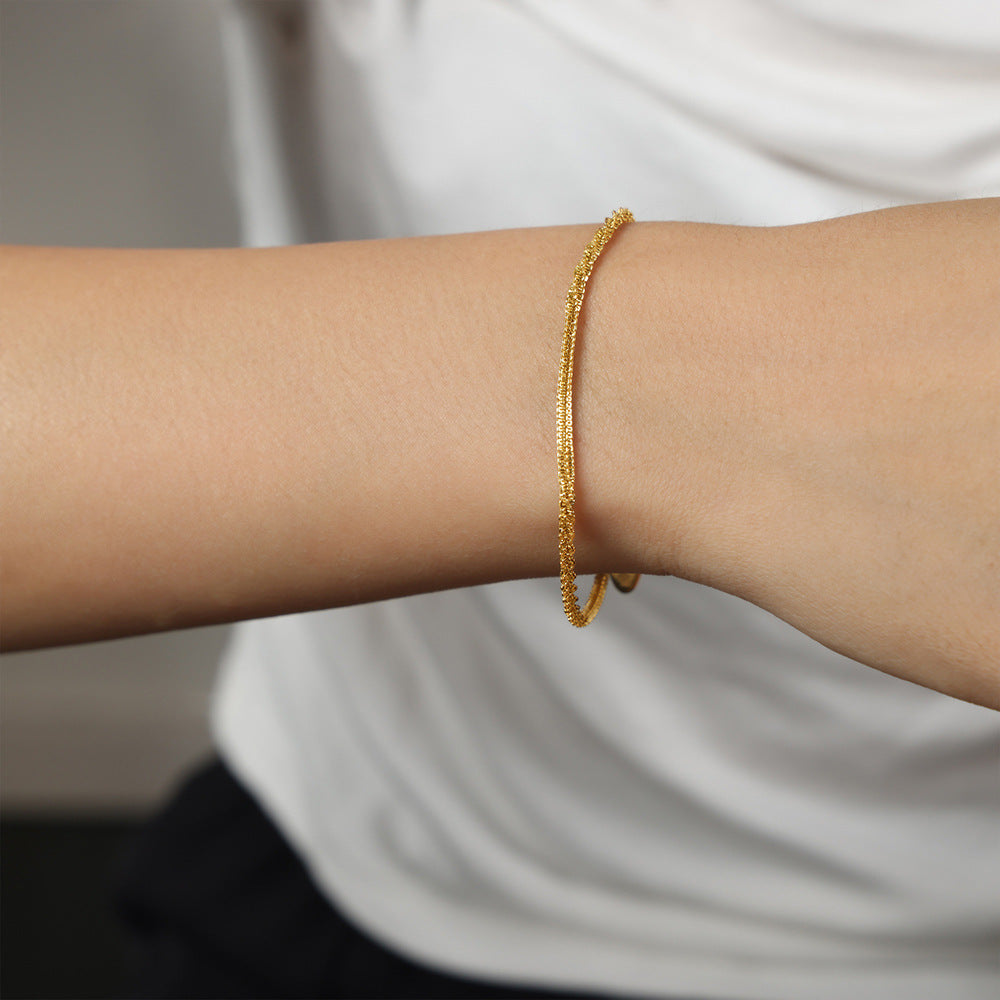 New personalized simple niche design titanium steel gold-plated texture twist necklace bracelet set jewelry female pp