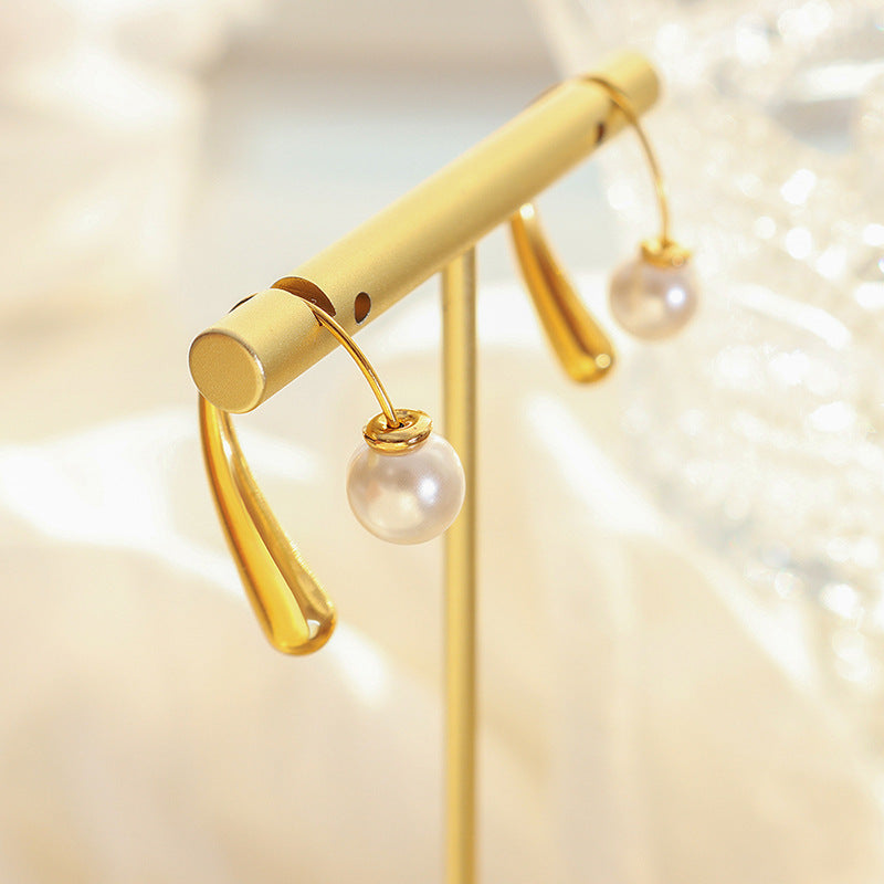 Unique Design Earrings Titanium Steel Plated 18K Gold Personalized Ear Hooks Niche Fashion Earrings Jewelry Women's 99