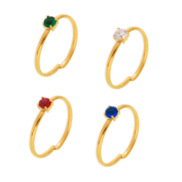 Single-claw zircon ring PVD electroplated stainless steel opening adjustment light luxury index finger ring spot 99
