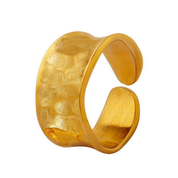 Day time diary uneven handmade ring opening design titanium steel gold plated ring A167