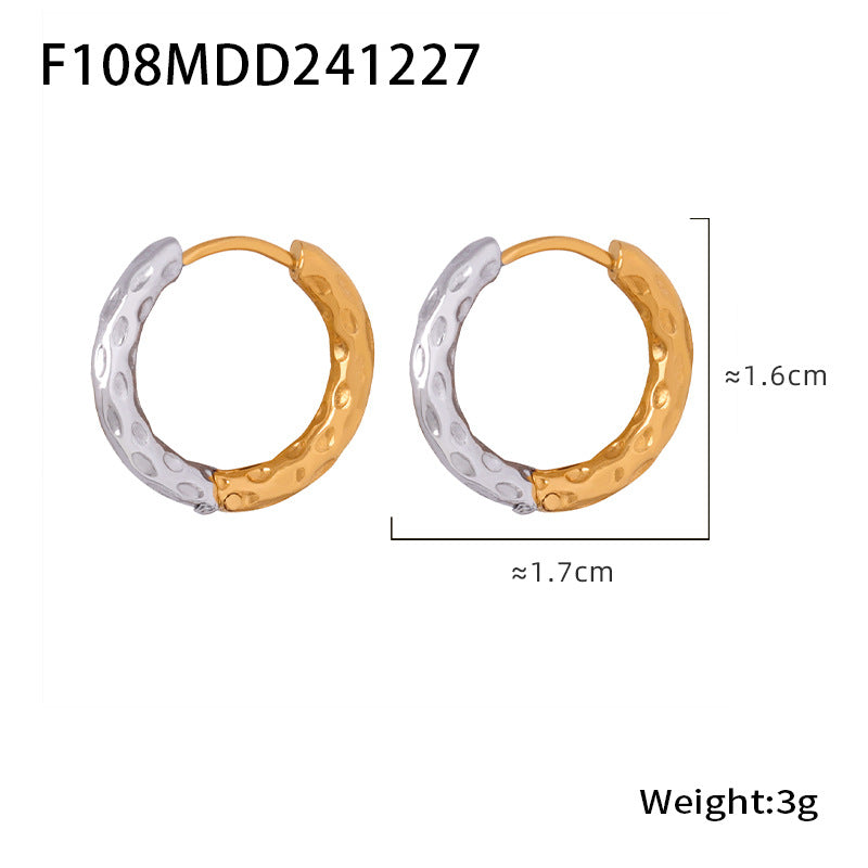 Stainless steel niche personality temperament versatile earrings fashion light luxury ear buckle plated 18k real gold jewelry women 99
