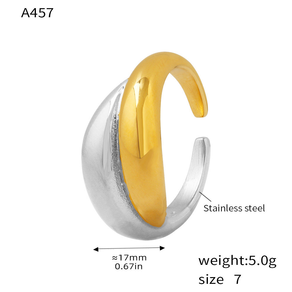 Niche opening geometric gold ring titanium steel electroplating 18K real gold fashion accessories combination spot 99
