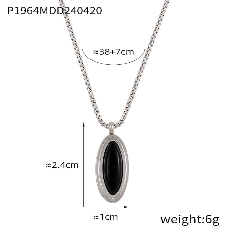 Vintage niche Vintage jewelry Tiger's eye stone pendant with diamond shell shape design titanium steel necklace