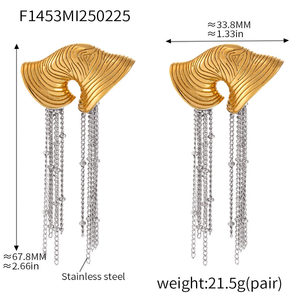 Conch Snail Heavy Industry Color Matching Earrings Fringed Earrings PVD Electroplating 18k Real Gold Fashion Color Retaining Earrings Women