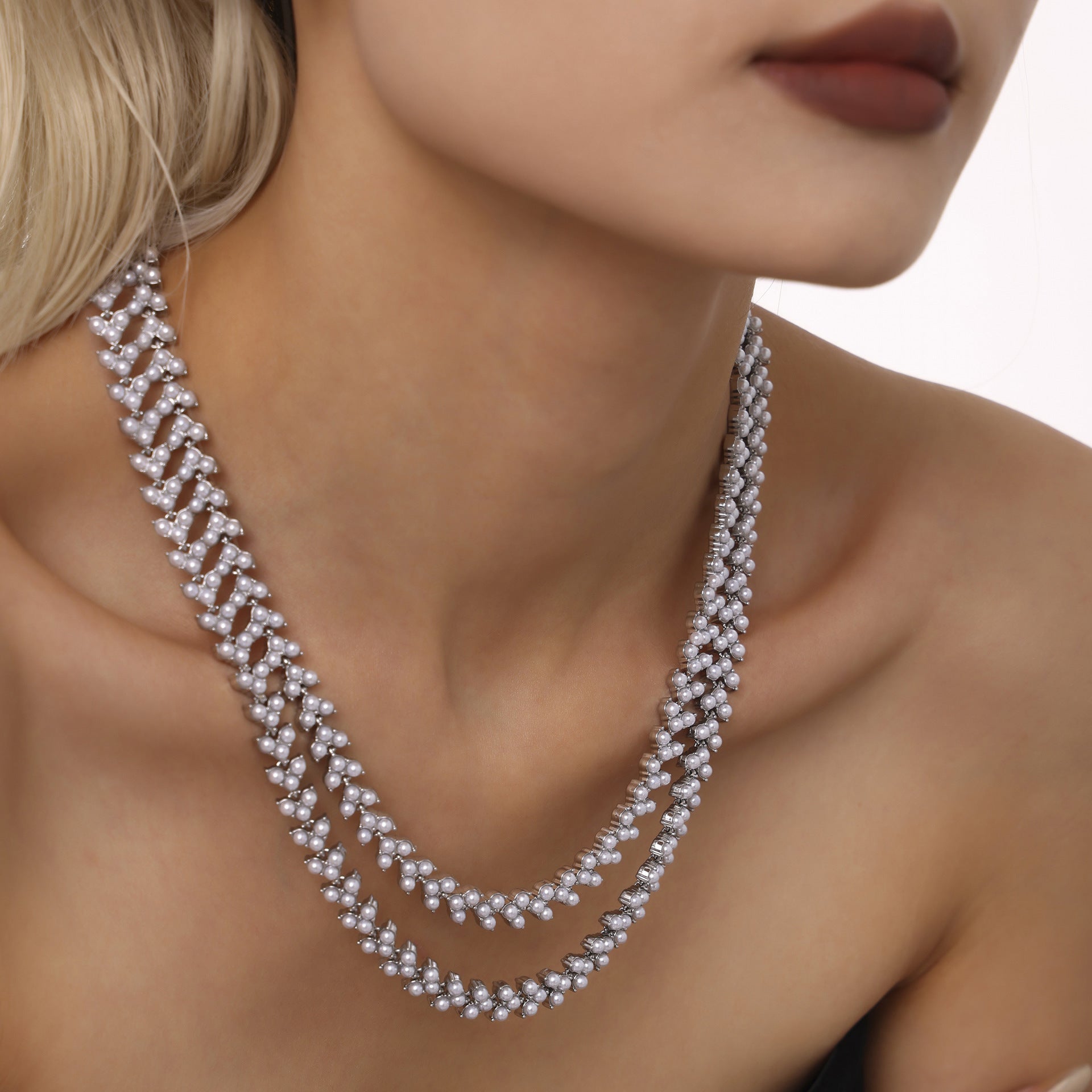 Exquisite bead necklace hand-assembled heavy industry high version stainless steel electroplating 18k real gold spot