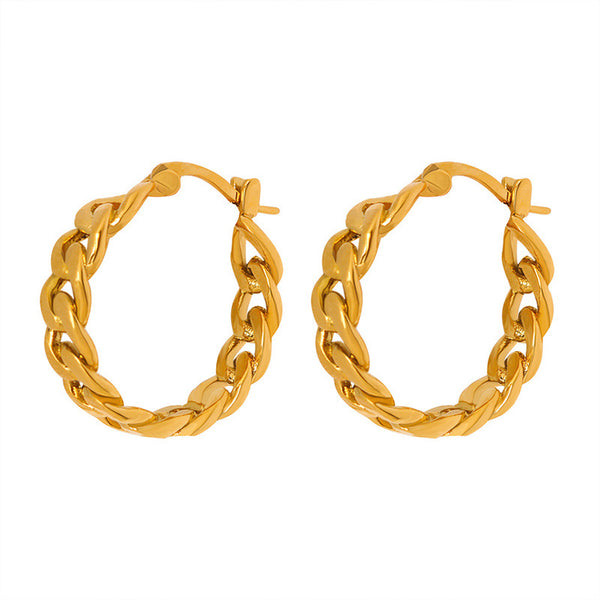 Trendy cross chain earrings fashionable commuter versatile personalized stud earrings brass earrings pp