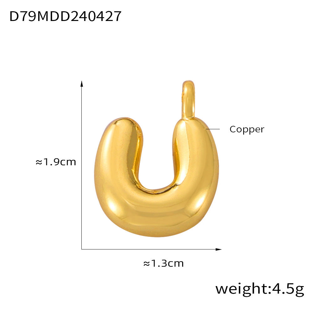 Hot Sale Glossy Bubble Balloon 26 English Letter Pendant Accessories Versatile Copper Gold Plated Jewelry 99