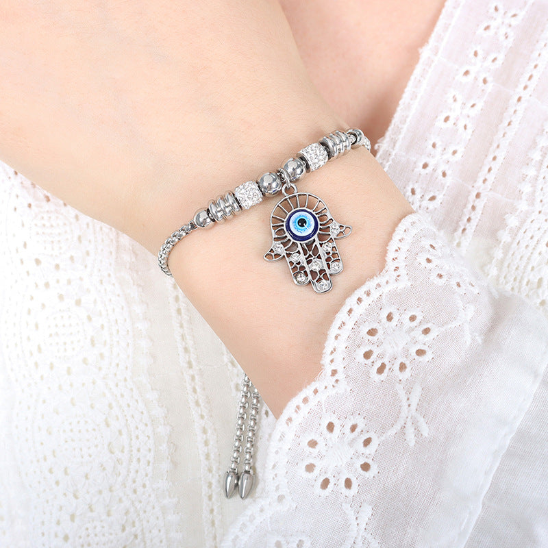 Premium sense light luxury personalized diamond-encrusted bracelet titanium steel plated 18K gold versatile simple and non-fading women's jewelry 99