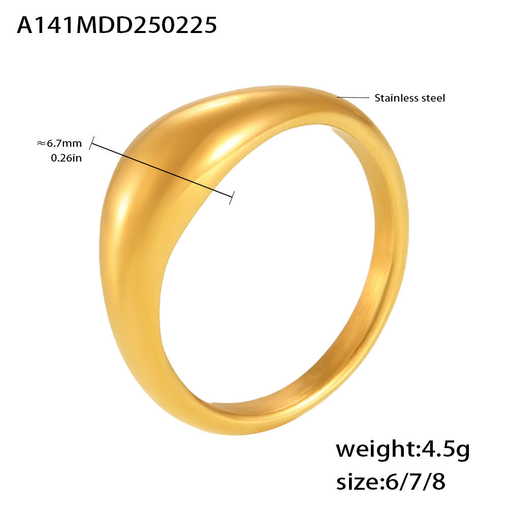 Round curved stainless steel temperament ring, European and American minimalist cold and smooth men's and women's rings wholesale 99