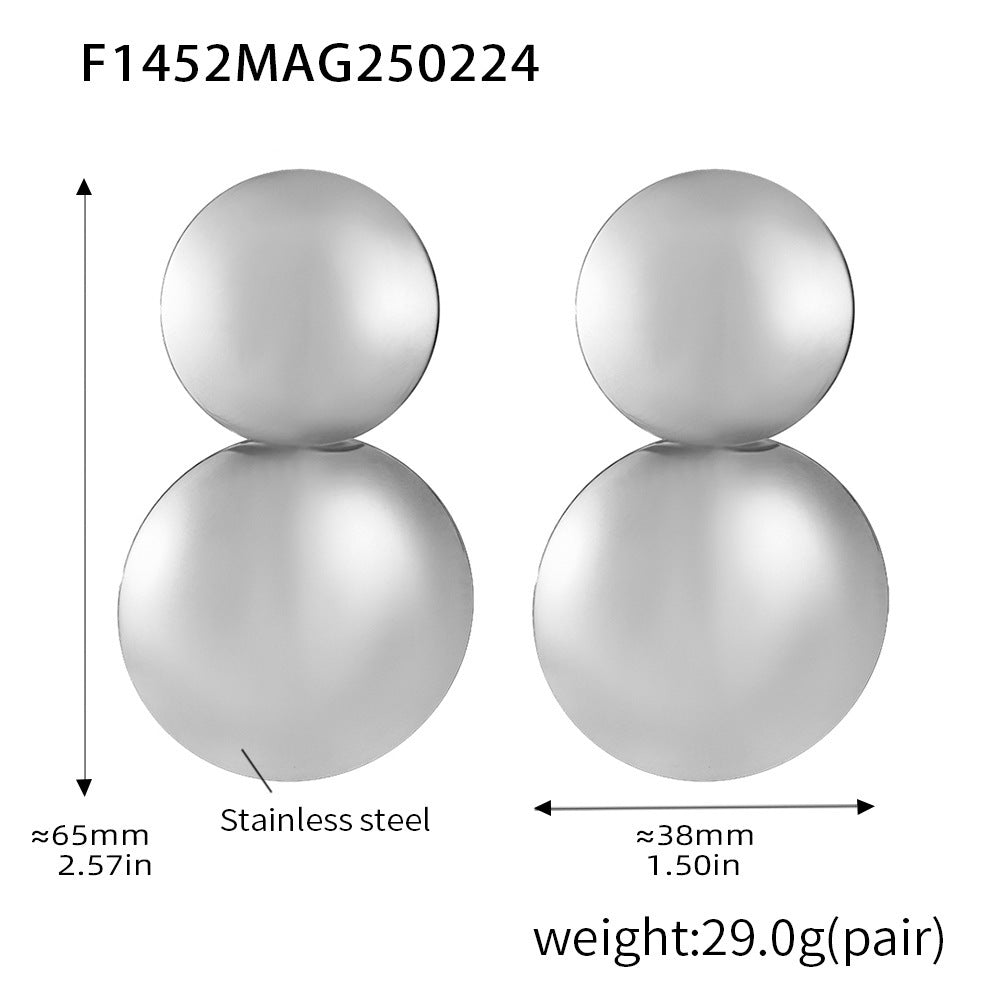 Gold stud earrings color matching Titanium steel smooth texture disc exaggerated design earrings do not fade fashionable earrings 99
