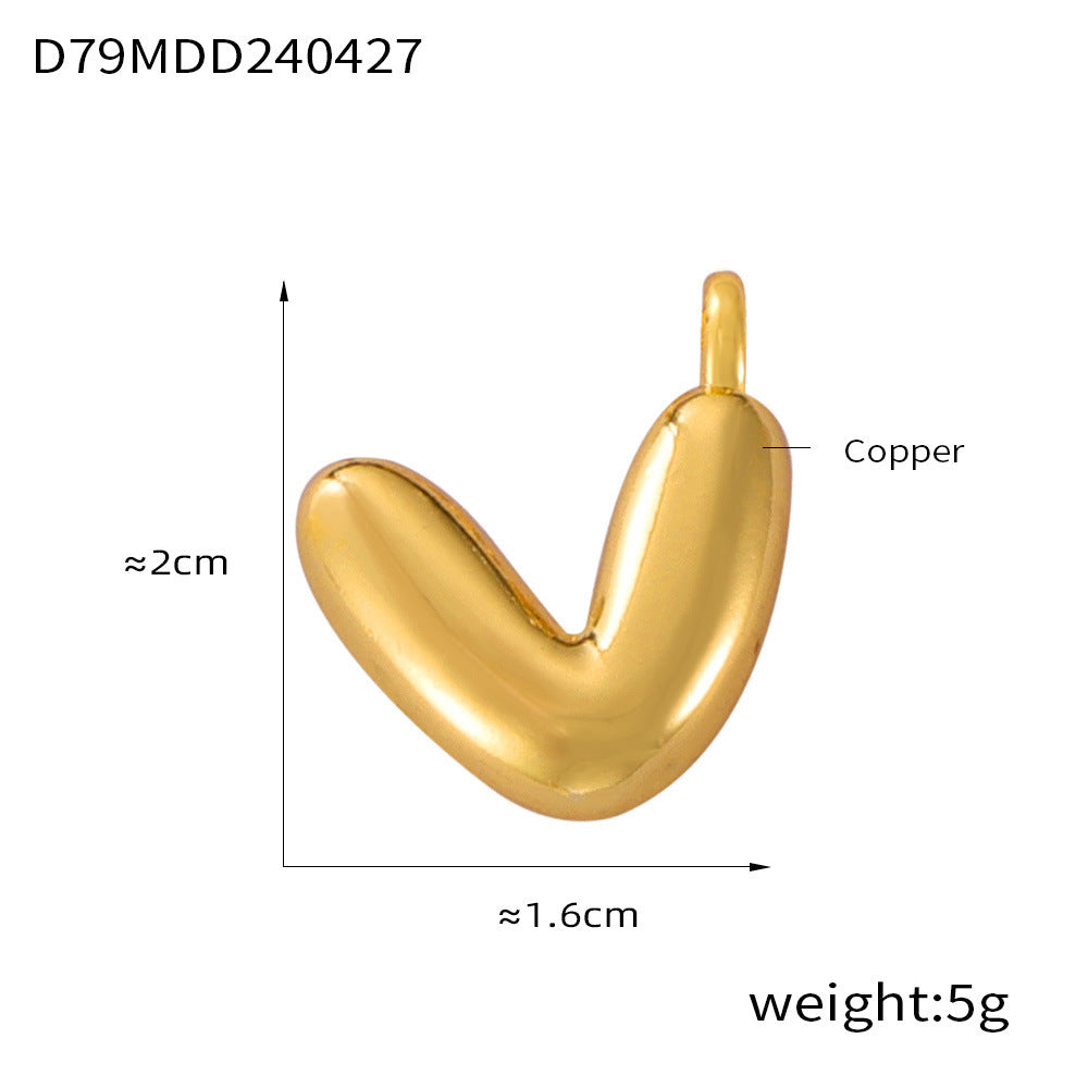 Hot Sale Glossy Bubble Balloon 26 English Letter Pendant Accessories Versatile Copper Gold Plated Jewelry 99