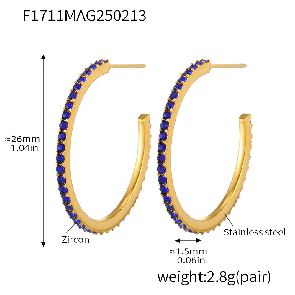 Fine titanium steel inlaid zircon earrings fashion light luxury personalized temperament earrings spot wholesale