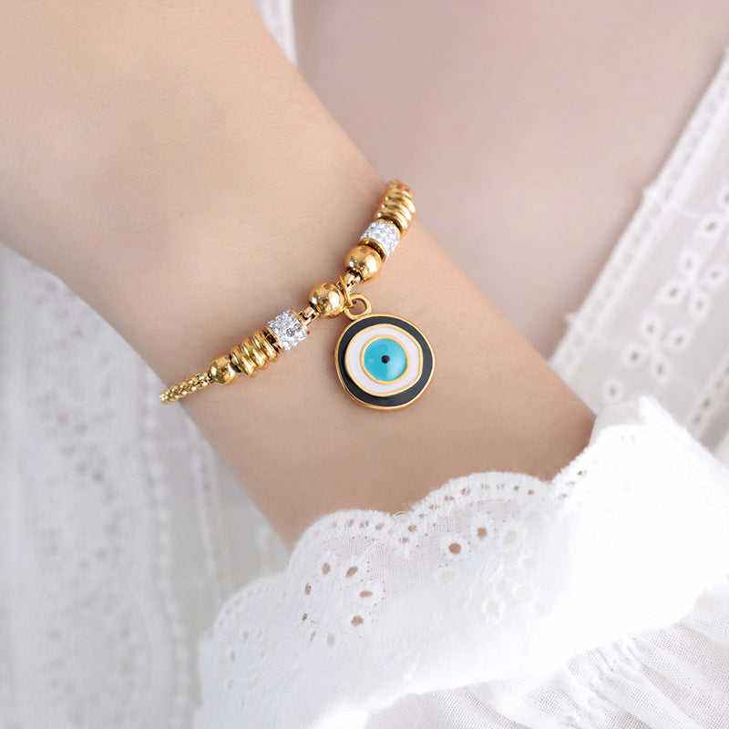 Retro personality versatile all kinds of exaggerated eye pendant titanium steel bracelet women's jewelry spot wholesale pp