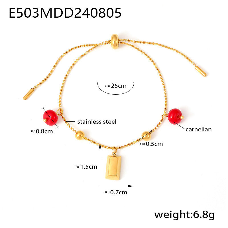 Hot-selling round bead agate geometric element pendant bracelet niche design plated 18k gold love jewelry women pp