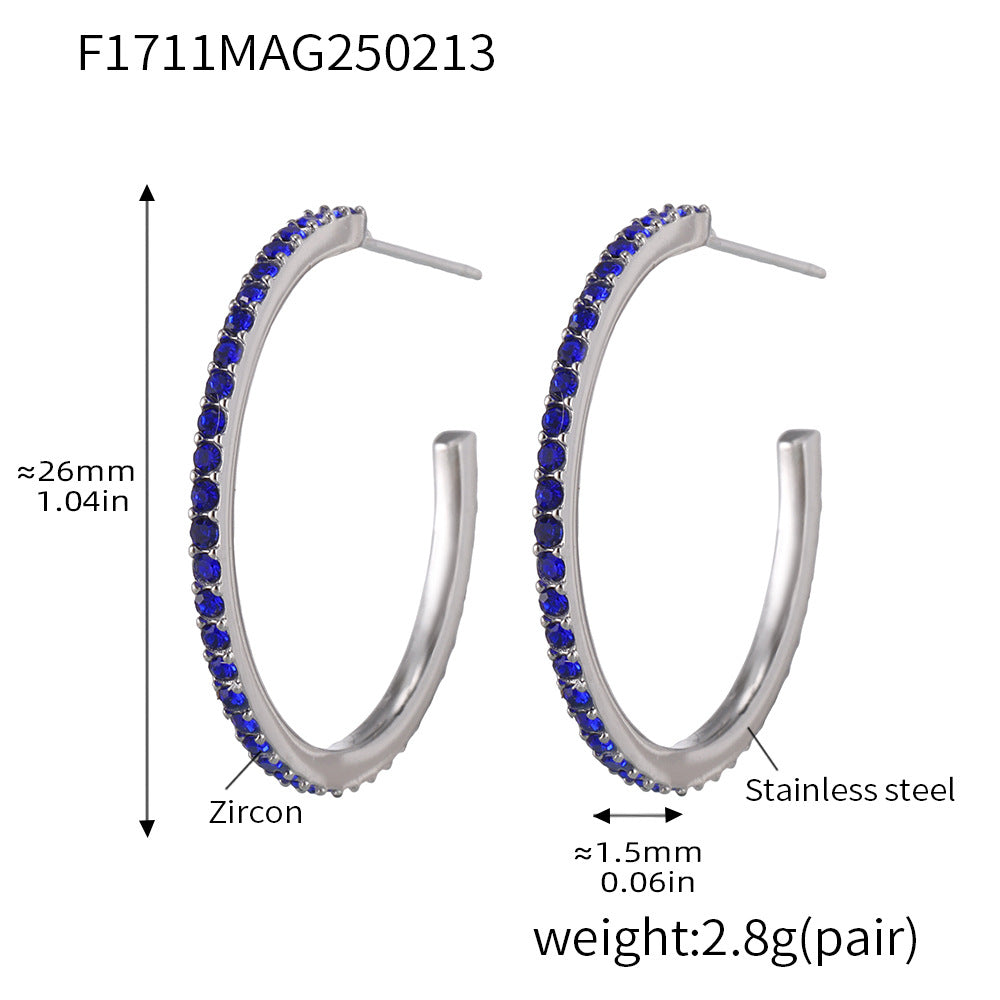 Fine titanium steel inlaid zircon earrings fashion light luxury personalized temperament earrings spot wholesale