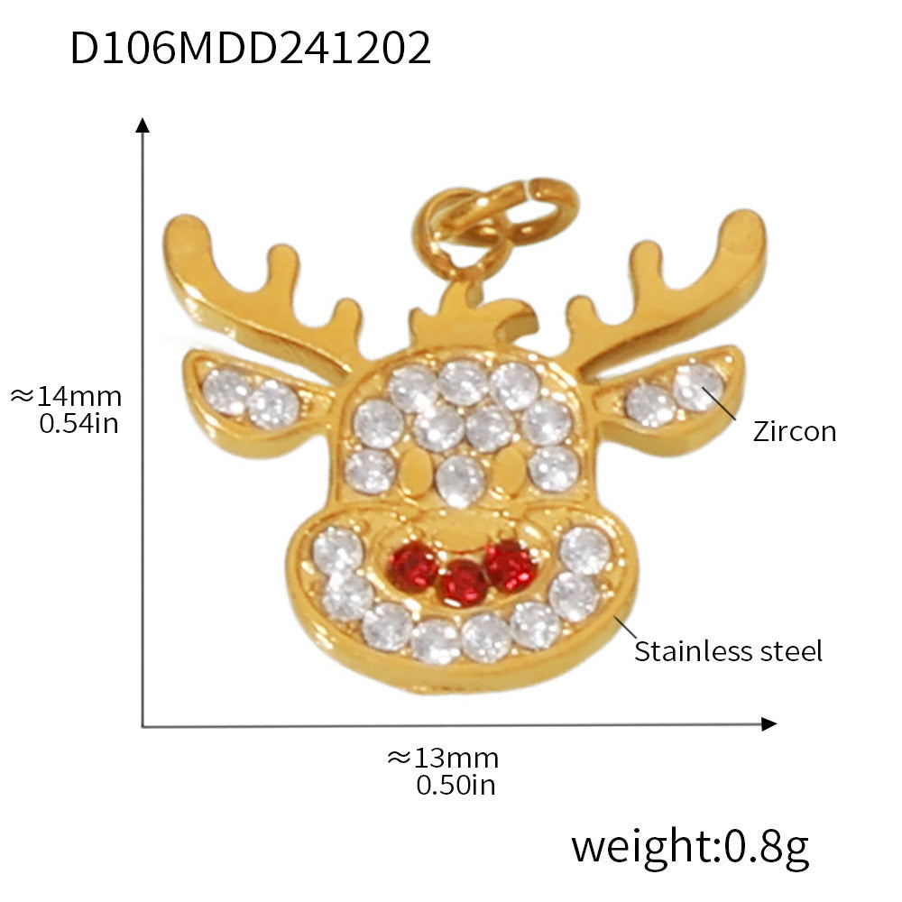 Christmas series titanium steel zircon pendant DIY jewelry cute atmosphere holiday element accessories accessories