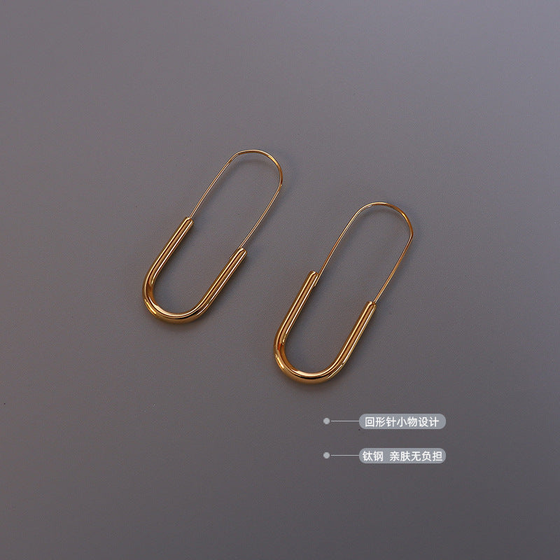 Long pin earrings jewelry, ear-mounted earrings, titanium steel plated with 18K real gold, non-fading jewelry women