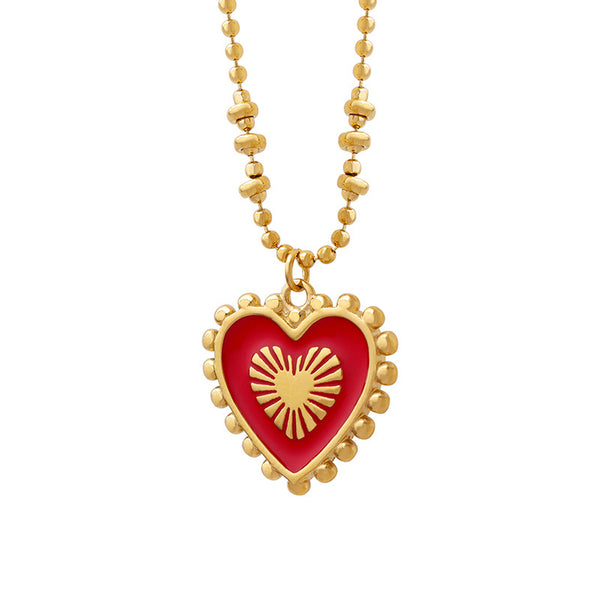 Accessories, double-sided red and black peach heart oil drop pendant necklace, simple light luxury love creative fashion