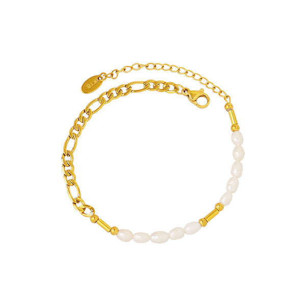 New beach vacation wind strip beaded chain bracelet freshwater pearl personalized versatile girlfriend hand jewelry