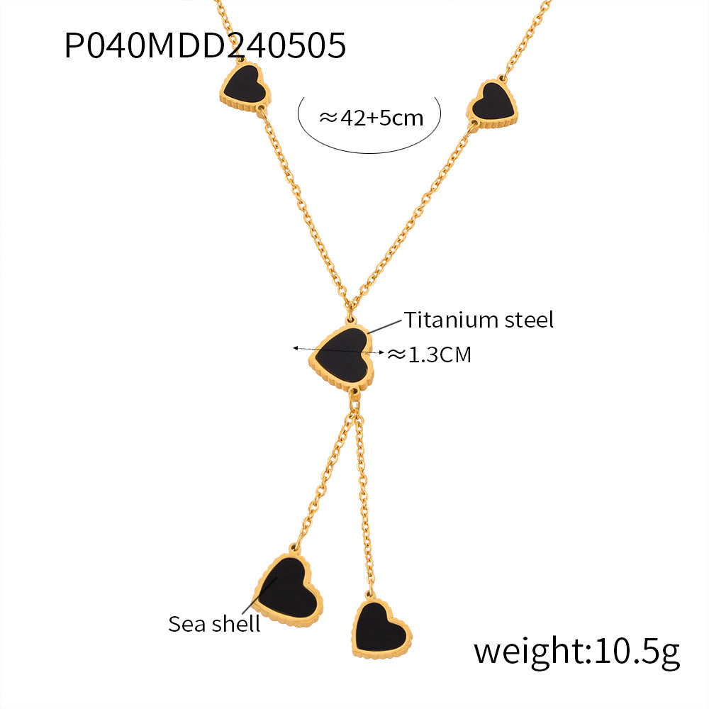 Temperament elegant light luxury zircon jewelry with diamond design sense Fritillary love titanium steel gold-plated jewelry set pp