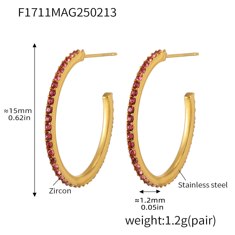Fine titanium steel inlaid zircon earrings fashion light luxury personalized temperament earrings spot wholesale
