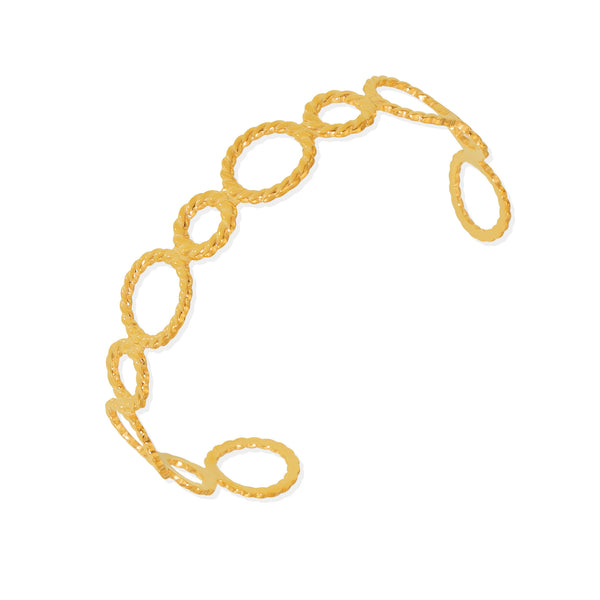 Threaded ring splicing opening bracelet European and American new stainless steel plated 18K real gold simple popular bracelet pp