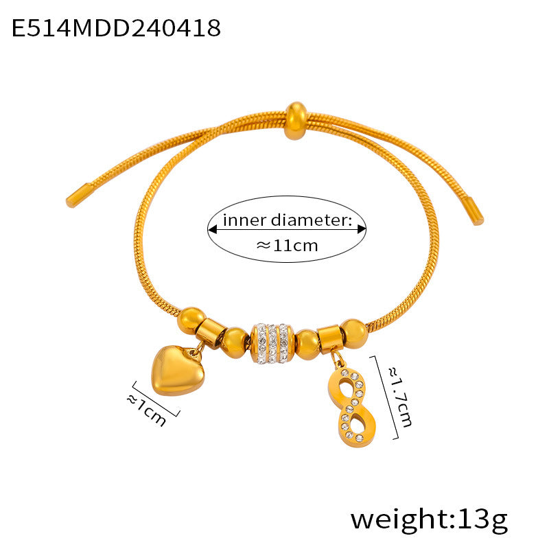 Hot-selling diamond-encrusted ring design snake bone chain jewelry love life tree pendant pull-out buckle titanium steel bracelet