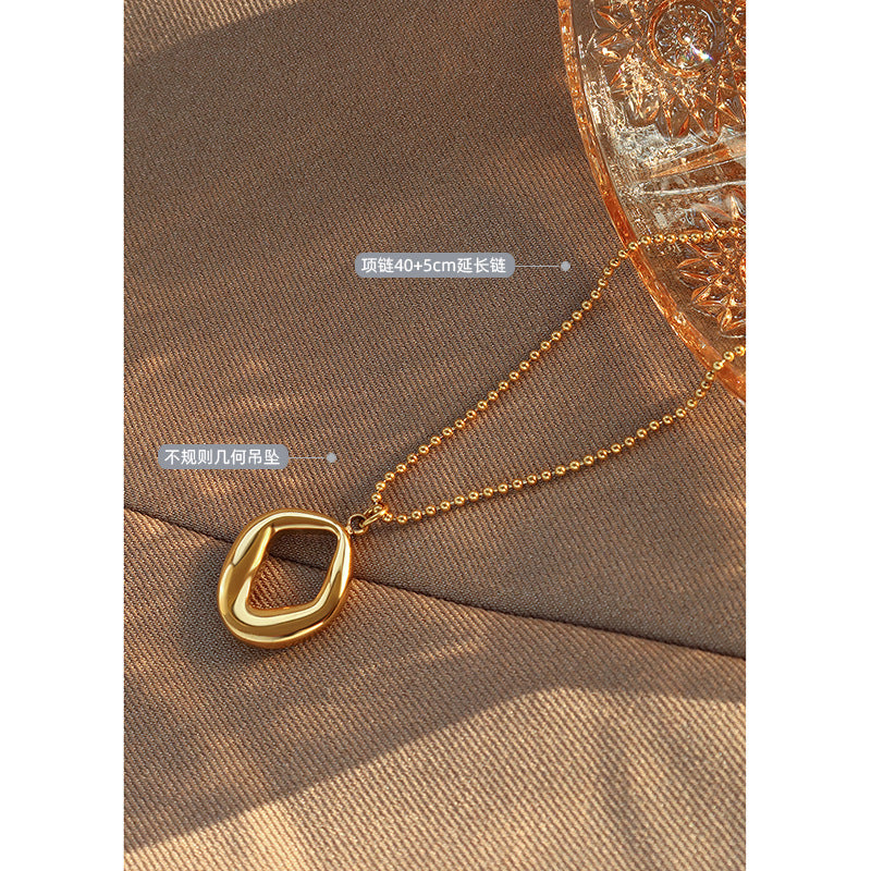 Chocker special-shaped heavy industry handmade irregular geometric pendant titanium steel 18k gold collarbone necklace P987