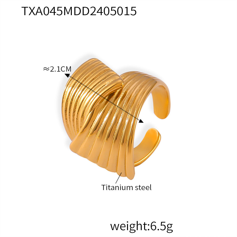 Hand polished lines, multi-layer texture design sense, staggered titanium steel jewelry set, spot supply